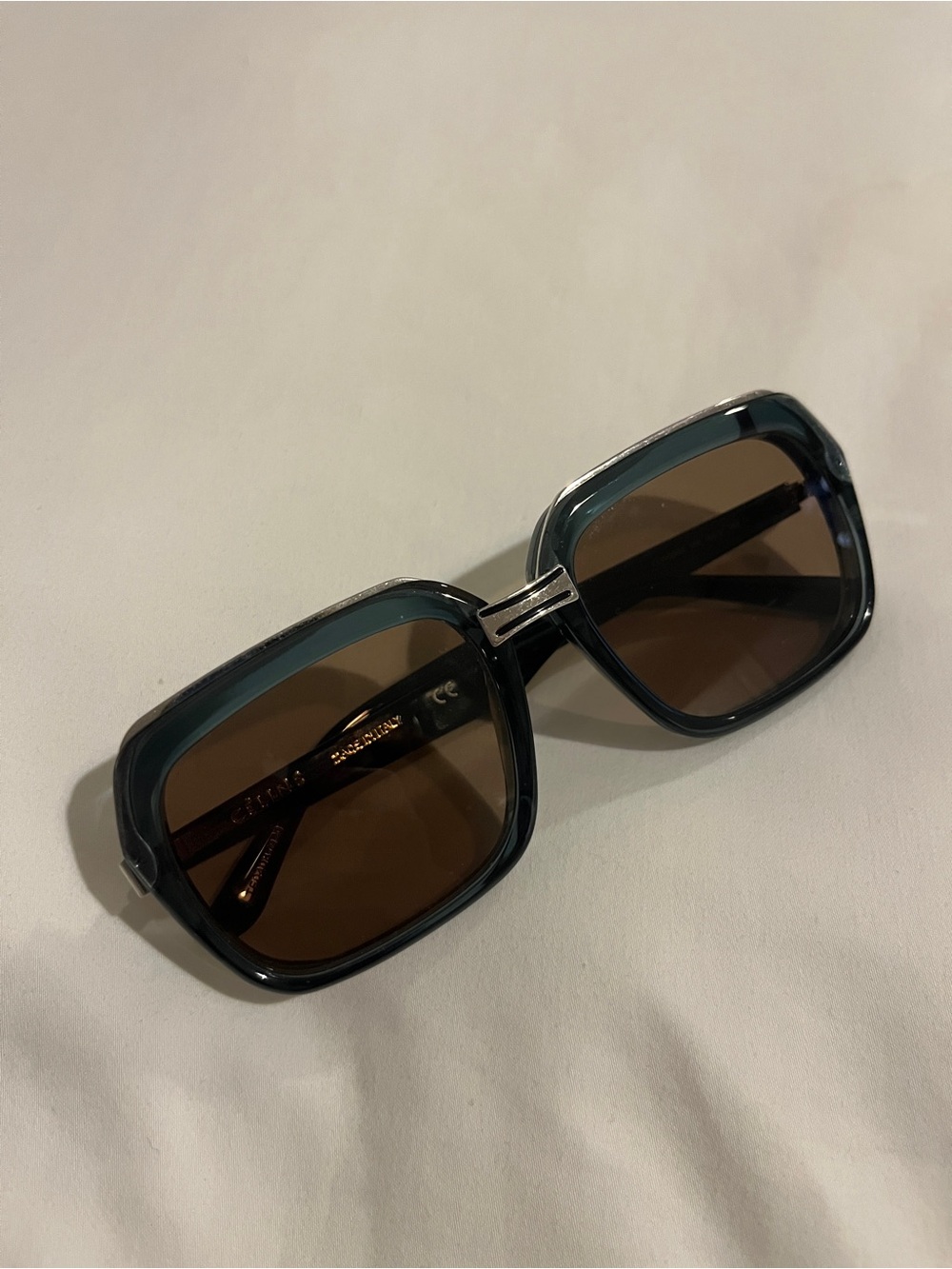 Celine Oversized Square Sunglasses in Dark Green with Brown Lenses